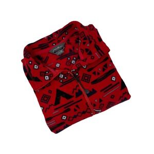 Eddie Bauer Women's Aztec fleece Quarter Zip Pullover Red Medium